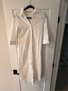 Zara eyelet button down shirt dress